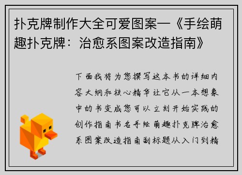 扑克牌制作大全可爱图案—《手绘萌趣扑克牌：治愈系图案改造指南》